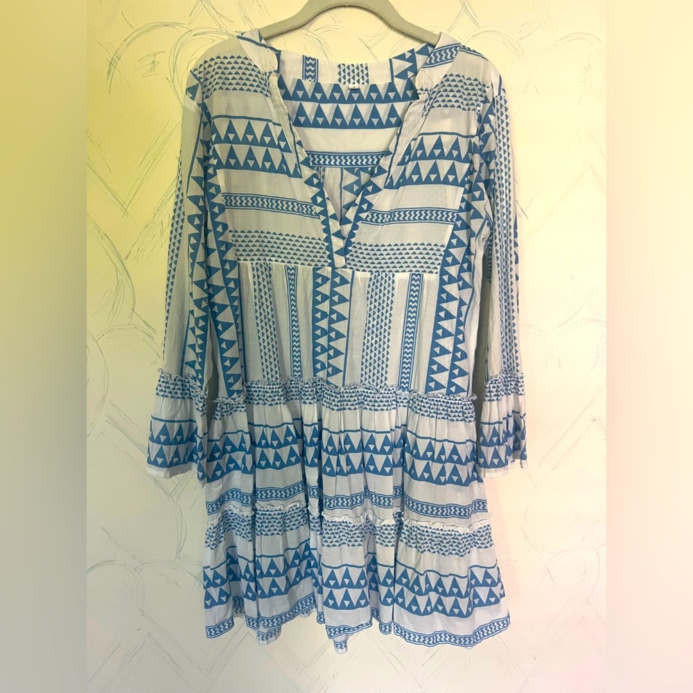 Blue Geometric Patterned Women's Top